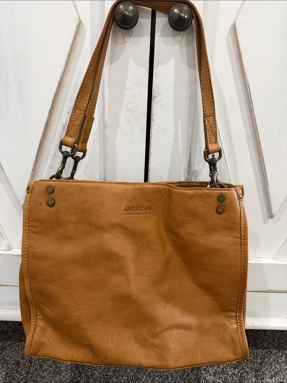 American Leather Co. Tan Leather Shoulder Tote